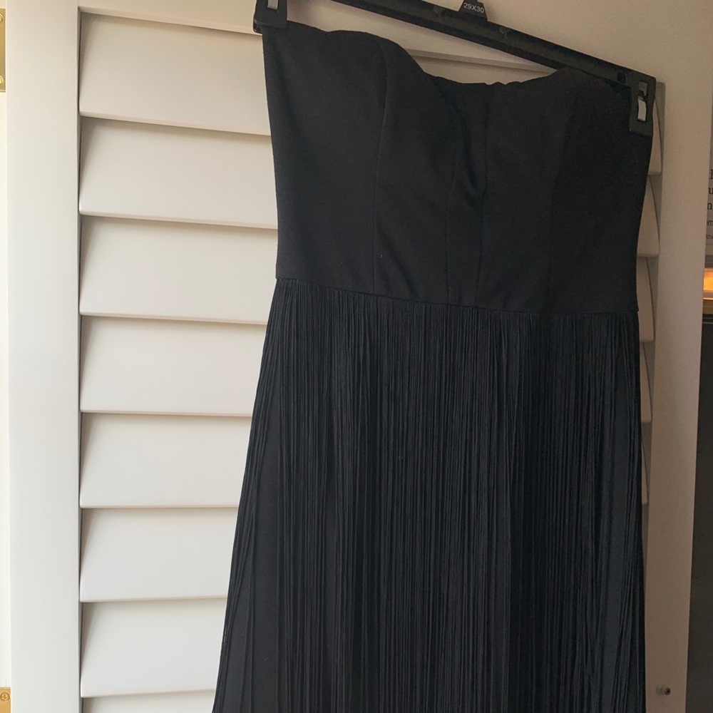 Black Fringe sweetheart neckline mini dress